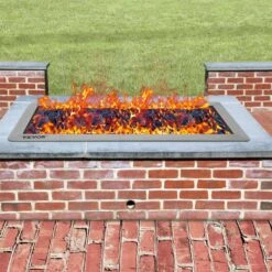 25.5 In. X 10 In. Drop In Fire Pit Pan 90 K BTU Stainless Steel Rectangular Built-in Fire Pit Pan With H-Burner