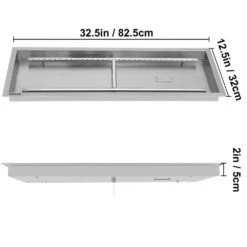 32.5 X 12.5 In. Stainless Steel Rectangular Fire Pit Pan And Burner 90 K BTU Built-in Fire Pit Pan With H-Burner -Patio Furniture Shop silver vevor gas fire pits skhp32 5x12 5x201v0 76 1000