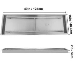 Stainless Steel Linear Trough Fire Pit Pan And Burner 49 X 16 In. Fire Pit Pan 185 K BTU Built-in Fire Pit Burner Pan -Patio Furniture Shop silver vevor gas fire pits skhp50 5x16 5x201v0 76 1000