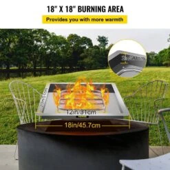 Drop In Fire Pit Pan 18 In. Square Fire Pit Burner 90 K BTU Stainless Steel Gas Fire Pan With 1 Pack Volcanic Rock -Patio Furniture Shop silver vevor gas fire pits skhpfxq1818in5zx4v0 4f 1000