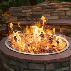 Drop In Fire Pit Pan 19 In. Round Fire Pit Burner 90 K BTU Stainless Steel Gas Fire Pan For Keeping Warm -Patio Furniture Shop silver vevor gas fire pits yxskhpqrs19in2u0gv0 31 1000