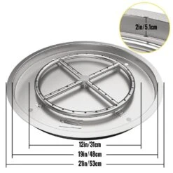 Drop In Fire Pit Pan 19 In. Round Fire Pit Burner 90 K BTU Stainless Steel Gas Fire Pan For Keeping Warm -Patio Furniture Shop silver vevor gas fire pits yxskhpqrs19in2u0gv0 76 1000
