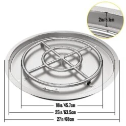 Round Fire Pit Burner 25 In. Drop In Fire Pit Pan 150 K BTU Stainless Steel Gas Fire Pan For Keeping Warm With Family -Patio Furniture Shop silver vevor gas fire pits yxskhpqrs25ineepiv0 76 1000
