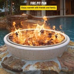 Round Fire Pit Burner 25 In. Drop In Fire Pit Pan 150 K BTU Stainless Steel Gas Fire Pan For Keeping Warm With Family -Patio Furniture Shop silver vevor gas fire pits yxskhpqrs25ineepiv0 c3 1000