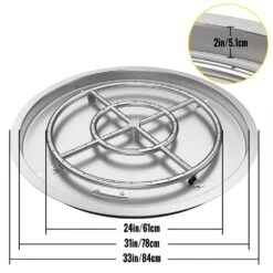 Drop In Fire Pit Pan 31 In. Round Fire Pit Burner 300 K BTU Stainless Steel Gas Fire Pan For Keeping Warm -Patio Furniture Shop silver vevor gas fire pits yxskhpqrs31in0efev0 76 1000