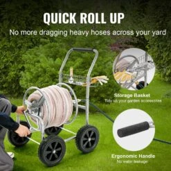 Hose Reel Cart Hold Up To 250 Ft. Of 5/8 In. Hose, Garden Water Hose Carts Mobile Tools With 4 Wheels 13 Hose Reel Cart Hold Up To 250 Ft. Of 5/8 In. Hose, Garden Water Hose Carts Mobile Tools With 4 Wheels -Patio Furniture Shop silver vevor hose reels sgjpc4gg250f34jv2v0 1f 1000