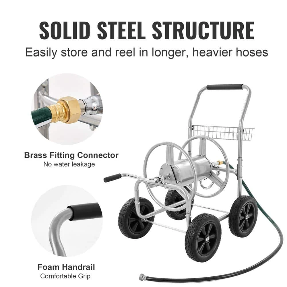 Hose Reel Cart Hold Up To 250 Ft. Of 5/8 In. Hose, Garden Water Hose Carts Mobile Tools With 4 Wheels 5 Hose Reel Cart Hold Up To 250 Ft. Of 5/8 In. Hose, Garden Water Hose Carts Mobile Tools With 4 Wheels - Image 3