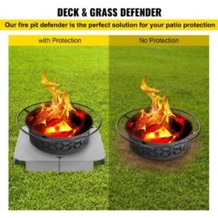 Fire Pit Heat Shield 26 X 26 In. High Temp Aluminum Fire Pit Heat Deflector For Grass Lawn Guard Fire Pit Mat, Square -Patio Furniture Shop silver vevor outdoor fireplaces skhpdzycl2626sa1ev0 1f 1000