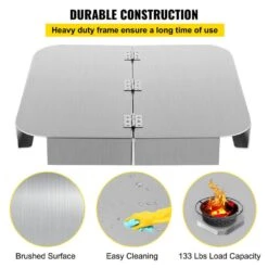 Fire Pit Heat Shield 26 X 26 In. High Temp Aluminum Fire Pit Heat Deflector For Grass Lawn Guard Fire Pit Mat, Square -Patio Furniture Shop silver vevor outdoor fireplaces skhpdzycl2626sa1ev0 4f 1000