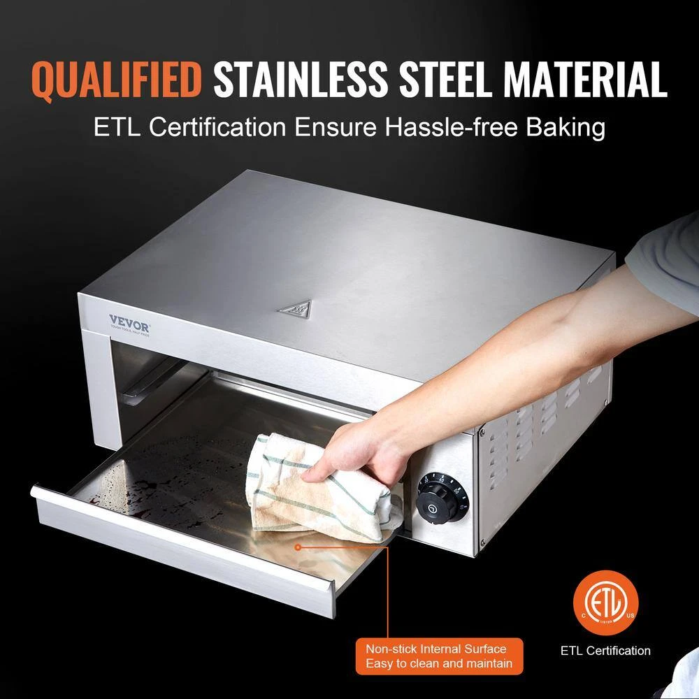 Electric Countertop Pizza Oven 12 In. 1500-Watt Commercial Pizza Oven W/0-Minutes To 60-Minutes Timer Outdoor Pizza Oven 6 Electric Countertop Pizza Oven 12 In. 1500-Watt Commercial Pizza Oven W/0-Minutes To 60-Minutes Timer Outdoor Pizza Oven - Image 4