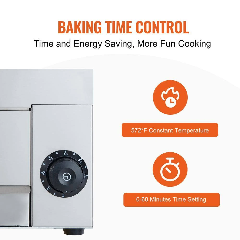 Electric Countertop Pizza Oven 12 In. 1500-Watt Commercial Pizza Oven W/0-Minutes To 60-Minutes Timer Outdoor Pizza Oven 7 Electric Countertop Pizza Oven 12 In. 1500-Watt Commercial Pizza Oven W/0-Minutes To 60-Minutes Timer Outdoor Pizza Oven - Image 5