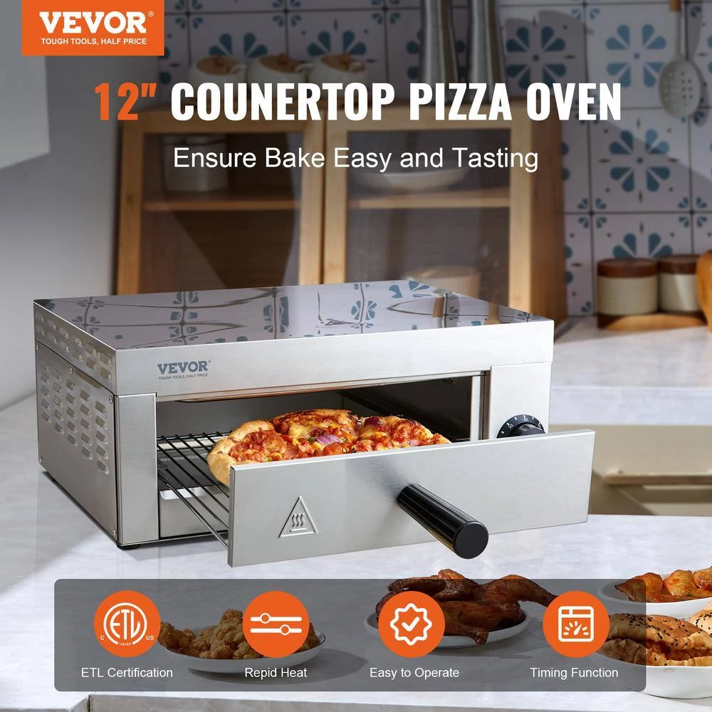 Electric Countertop Pizza Oven 12 In. 1500-Watt Commercial Pizza Oven W/0-Minutes To 60-Minutes Timer Outdoor Pizza Oven 4 Electric Countertop Pizza Oven 12 In. 1500-Watt Commercial Pizza Oven W/0-Minutes To 60-Minutes Timer Outdoor Pizza Oven - Image 2