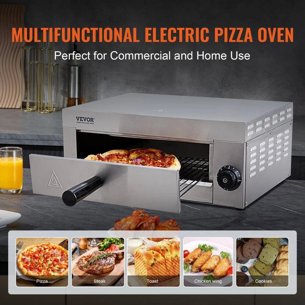 Electric Countertop Pizza Oven 12 In. 1500-Watt Commercial Pizza Oven W/0-Minutes To 60-Minutes Timer Outdoor Pizza Oven 8 Electric Countertop Pizza Oven 12 In. 1500-Watt Commercial Pizza Oven W/0-Minutes To 60-Minutes Timer Outdoor Pizza Oven - Image 6