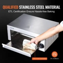 Electric Countertop Pizza Oven 12 In. 1500-Watt Commercial Pizza Oven With Adjustable Temp, Outdoor Pizza Oven -Patio Furniture Shop silver vevor pizza ovens ctsdpslbxg1sbxui2v1 1f 1000