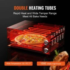 Electric Countertop Pizza Oven 12 In. 1500-Watt Commercial Pizza Oven With Adjustable Temp, Outdoor Pizza Oven -Patio Furniture Shop silver vevor pizza ovens ctsdpslbxg1sbxui2v1 4f 1000
