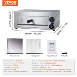 Electric Countertop Pizza Oven 12 In. 1500-Watt Commercial Pizza Oven With Adjustable Temp, Outdoor Pizza Oven -Patio Furniture Shop silver vevor pizza ovens ctsdpslbxg1sbxui2v1 76 1000