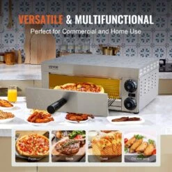 Electric Countertop Pizza Oven 12 In. 1500-Watt Commercial Pizza Oven With Adjustable Temp, Outdoor Pizza Oven -Patio Furniture Shop silver vevor pizza ovens ctsdpslbxg1sbxui2v1 fa 1000