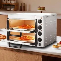 Commercial Pizza Oven Countertop, 16 In. Electric Outdoor Pizza Oven In Stainless Steel With Stone And Handle -Patio Furniture Shop silver vevor pizza ovens fmdrpslscsxnxr1rgv1 31 1000