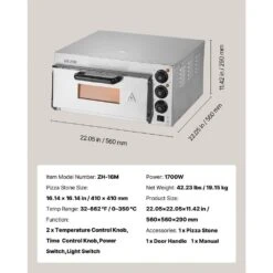 Electric Countertop Pizza Oven 16 In. 1700-Watt With Adjustable Temp And Time, Outdoor Pizza Oven -Patio Furniture Shop silver vevor pizza ovens tmsdpslbs117ofnenv1 76 1000