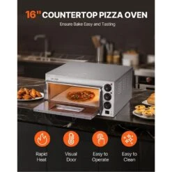 Electric Countertop Pizza Oven 16 In. 1700-Watt With Adjustable Temp And Time, Outdoor Pizza Oven -Patio Furniture Shop silver vevor pizza ovens tmsdpslbs117ofnenv1 c3 1000