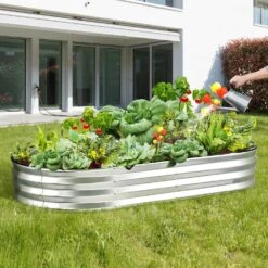 6 Ft. X 3 Ft. X 1 Ft. Raised Garden Bed Galvanized Metal Planter Box With Open Base Outdoor Planting Boxes -Patio Furniture Shop silver vevor raised planter boxes ldsjszzctys70d35ov0 31 1000