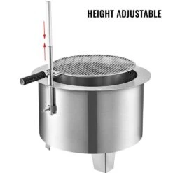 16.9 In. Dia X 15.5 In. H Stainless Steel Smokeless Fire Pit Bonfire Patio Fire Pit With Detachable Grill For Outdoor -Patio Furniture Shop silver vevor wood burning fire pits skhp22x22x1600001v0 4f 1000