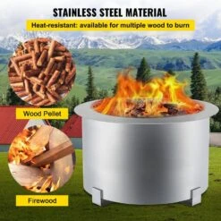 Smokeless Fire Pit 21.5 In. Outer Diameter Stove Bonfire Stainless Steel Smokeless Fire Bowl For Picnic Camping Parties 13 Smokeless Fire Pit 21.5 In. Outer Diameter Stove Bonfire Stainless Steel Smokeless Fire Bowl For Picnic Camping Parties -Patio Furniture Shop silver vevor wood burning fire pits ytsyxbxgh21 5jla4v0 1f 1000