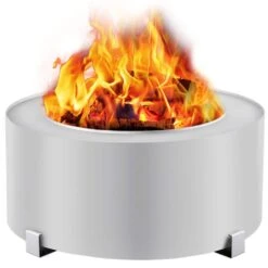 Stove Bonfire 26.7 In. Dia Stainless Steel Smokeless Fire Pit Double Wall Design Smokeless Fire Bowl For Picnic Camping