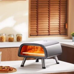 Electric Pizza Oven 12 In. Countertop Outdoor Pizza Oven Stainless Steel Pizza Maker With Pizza Stone And Spatula -Patio Furniture Shop sliver vevor pizza ovens gdktmsdpsldc999sev1 31 1000