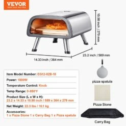 Electric Pizza Oven 12 In. Countertop Outdoor Pizza Oven Stainless Steel Pizza Maker With Pizza Stone And Spatula -Patio Furniture Shop sliver vevor pizza ovens gdktmsdpsldc999sev1 76 1000
