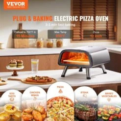 Electric Pizza Oven 12 In. Countertop Outdoor Pizza Oven Stainless Steel Pizza Maker With Pizza Stone And Spatula -Patio Furniture Shop sliver vevor pizza ovens gdktmsdpsldc999sev1 c3 1000