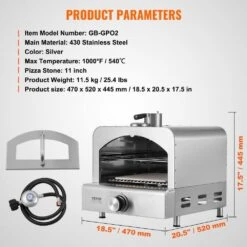 Portable Pizza Oven 13 In. Propane Powered Outdoor Pizza Ovenwith Thickened Cordierite Pizza Stone In Stainless Steel -Patio Furniture Shop sliver vevor pizza ovens tmspsl13ycmb1pulcv0 76 1000