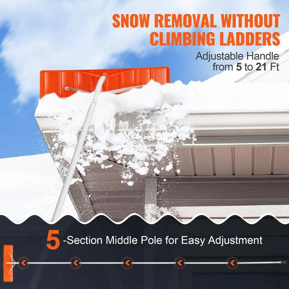 Snow Roof Rake 25 In. Plastic Blade Snow Removal Tool 21 Ft. Reach Aluminium Handle Superior Roof Shovel 5 Snow Roof Rake 25 In. Plastic Blade Snow Removal Tool 21 Ft. Reach Aluminium Handle Superior Roof Shovel - Image 4