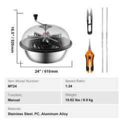 Leaf Bowl Trimmer 24 In. Trimmer Bowl Manual Bud Trimmer With Stainless-Steel Blades Cutting Leaves Buds Flowers, Sliver -Patio Furniture Shop specialty garden tools sdscj24ycabsjoaofv0 76 1000