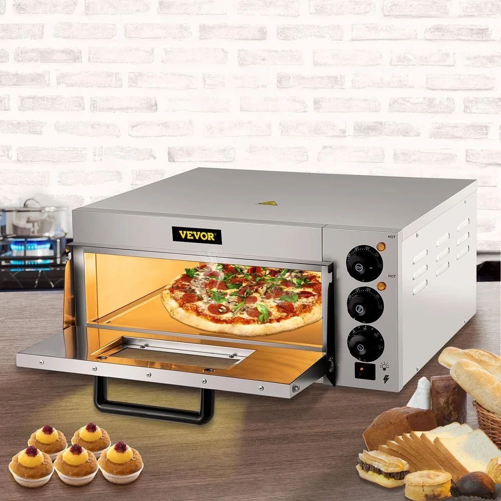 Commercial Pizza Oven 14 In. Single Deck Layer 1300-Watt Stainless Steel Electric Outdoor Pizza Oven With Stone & Shelf 11 Commercial Pizza Oven 14 In. Single Deck Layer 1300-Watt Stainless Steel Electric Outdoor Pizza Oven With Stone & Shelf - Image 9