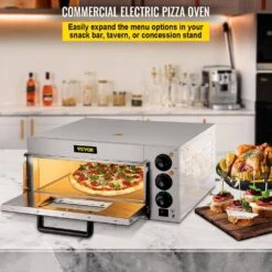 Commercial Pizza Oven 14 In. Single Deck Layer 1300-Watt Stainless Steel Electric Outdoor Pizza Oven With Stone & Shelf 13 Commercial Pizza Oven 14 In. Single Deck Layer 1300-Watt Stainless Steel Electric Outdoor Pizza Oven With Stone & Shelf -Patio Furniture Shop stainless steel vevor pizza ovens lxbskx141110v8ifhv1 c3 1000