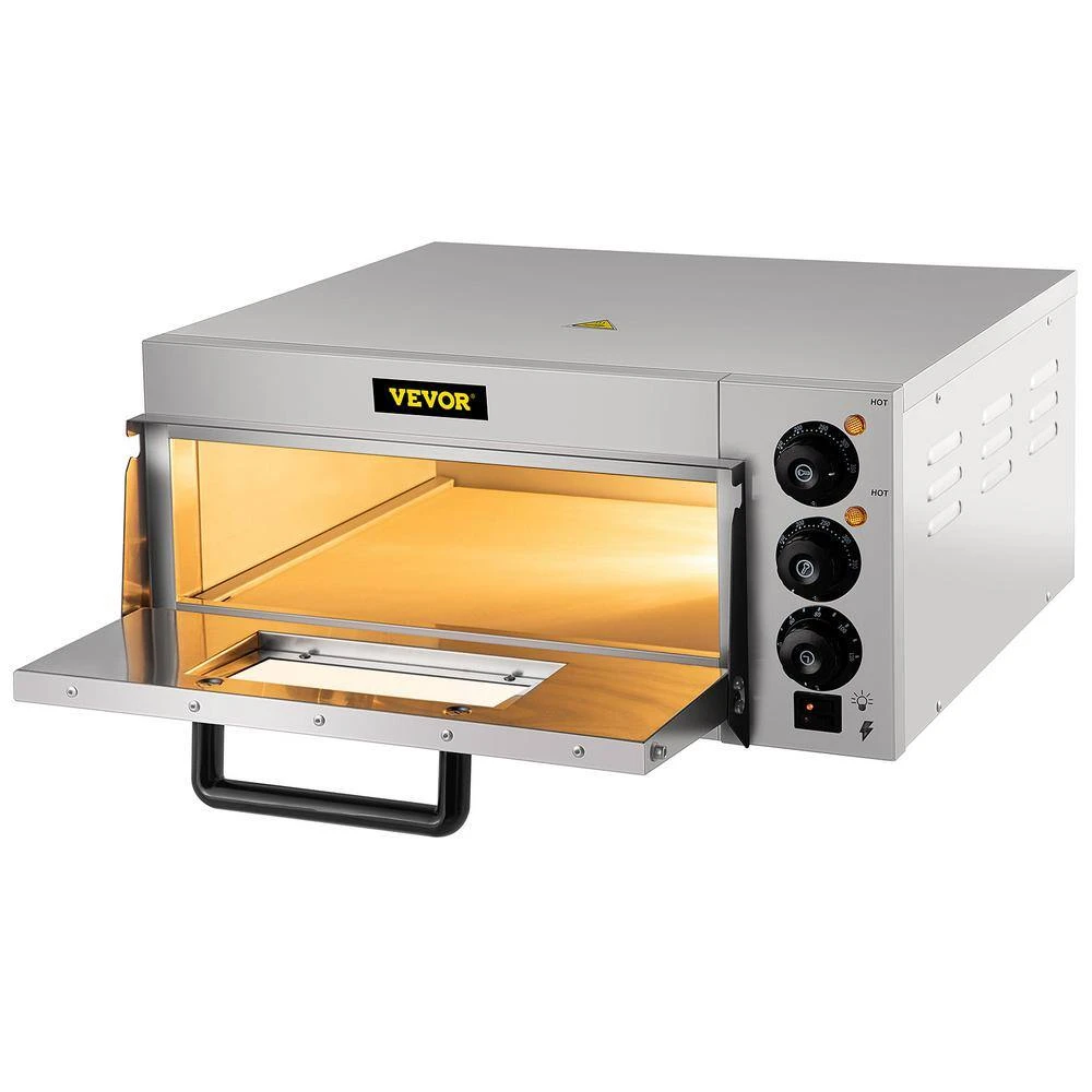 Commercial Pizza Oven 14 In. Single Deck Layer 1300-Watt Stainless Steel Electric Outdoor Pizza Oven With Stone & Shelf 4 Commercial Pizza Oven 14 In. Single Deck Layer 1300-Watt Stainless Steel Electric Outdoor Pizza Oven With Stone & Shelf - Image 2