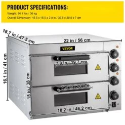 Electric Pizza Oven 14 In. Double Deck Layer Stainless Steel Outdoor Pizza Oven 1950 Watt Countertop Pizza Maker, Silver 16 Electric Pizza Oven 14 In. Double Deck Layer Stainless Steel Outdoor Pizza Oven 1950 Watt Countertop Pizza Maker, Silver -Patio Furniture Shop stainless steel vevor pizza ovens lxbskx142110vhgguv1 76 1000