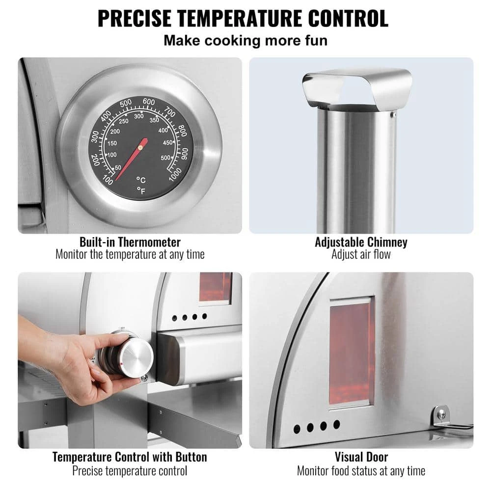 Dual Fuel Pizza Oven, 22 In. Portable Pizza Oven, Propane And Wood Powered Outdoor Pizza Oven In Stainless Steel 6 Dual Fuel Pizza Oven, 22 In. Portable Pizza Oven, Propane And Wood Powered Outdoor Pizza Oven In Stainless Steel - Image 4