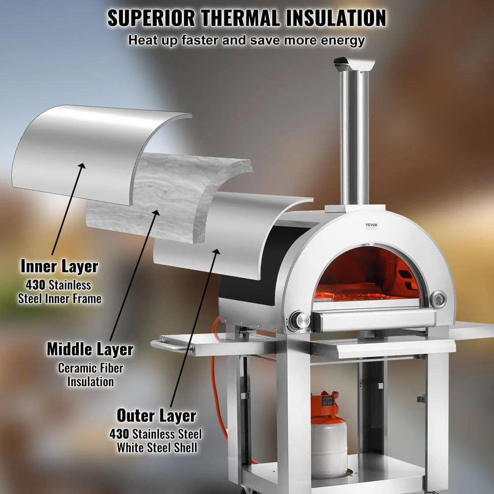 Dual Fuel Pizza Oven, 22 In. Portable Pizza Oven, Propane And Wood Powered Outdoor Pizza Oven In Stainless Steel 7 Dual Fuel Pizza Oven, 22 In. Portable Pizza Oven, Propane And Wood Powered Outdoor Pizza Oven In Stainless Steel - Image 5
