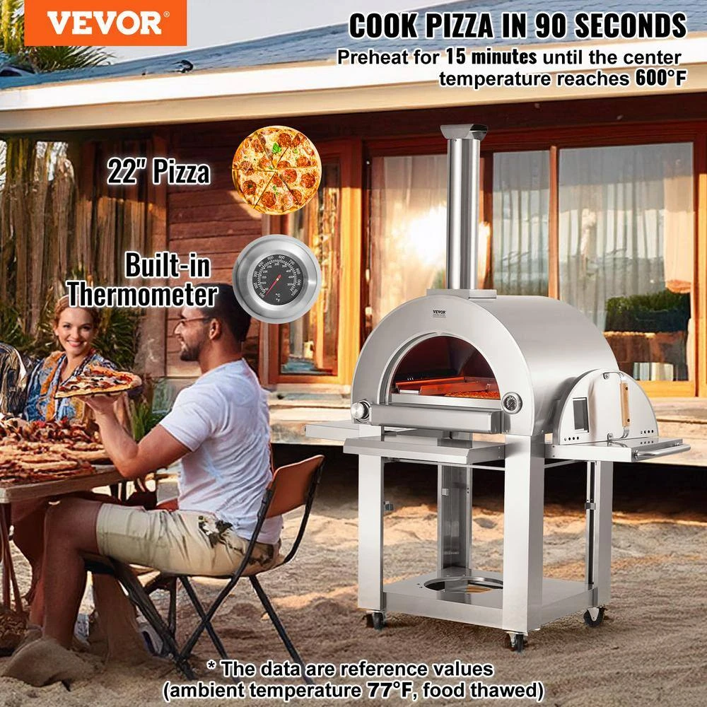 Dual Fuel Pizza Oven, 22 In. Portable Pizza Oven, Propane And Wood Powered Outdoor Pizza Oven In Stainless Steel 4 Dual Fuel Pizza Oven, 22 In. Portable Pizza Oven, Propane And Wood Powered Outdoor Pizza Oven In Stainless Steel - Image 2