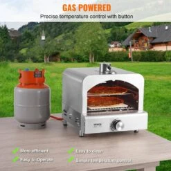 Outdoor Pizza Oven, Propane Powered, 13 In. Portable Grill With Cordierite And Built-In Thermometer In Stainless Steel -Patio Furniture Shop stainless vevor pizza ovens pslhwbxrqsy1252q5v0 4f 1000
