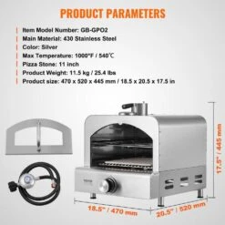 Outdoor Pizza Oven, Propane Powered, 13 In. Portable Grill With Cordierite And Built-In Thermometer In Stainless Steel -Patio Furniture Shop stainless vevor pizza ovens pslhwbxrqsy1252q5v0 76 1000