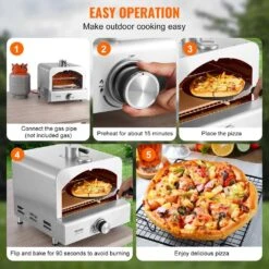 Outdoor Pizza Oven, Propane Powered, 13 In. Portable Grill With Cordierite And Built-In Thermometer In Stainless Steel -Patio Furniture Shop stainless vevor pizza ovens pslhwbxrqsy1252q5v0 fa 1000