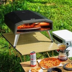 Portable Pizza Oven 13 In. Propane Powered Outdoor Pizza Oven Pizza Grill With Thickened Cordierite Pizza Stone In Black -Patio Furniture Shop steel vevor pizza ovens bxpslwnzwdjpwvmpwv0 31 1000