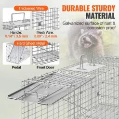 Live Animal Cage Trap 31 In. X 10 In. X 12 In. Humane Cat Trap Galvanized Iron, Folding Animal Trap With Handle -Patio Furniture Shop traps ybl32yc00000tsr3rv0 1f 1000
