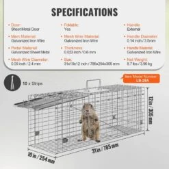 Live Animal Cage Trap 31 In. X 10 In. X 12 In. Humane Cat Trap Galvanized Iron, Folding Animal Trap With Handle -Patio Furniture Shop traps ybl32yc00000tsr3rv0 76 1000