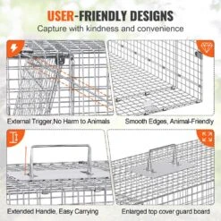 Live Animal Cage Trap 50 In. X 20 In. X 26 In. Humane Cat Trap Galvanized Iron Folding Animal Trap With Handle -Patio Furniture Shop traps ybl50yc00000vgixyv0 4f 1000