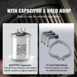 1/3 HP Furnace Blower Motor 5.2 In. Shaft Length 110/120-Volt 1075 RPM 4 Speeds CW/CCW Rotation With 11 In. Hold Hoop -Patio Furniture Shop vevor blower motors msfgjdjg13hp48kzgv7 4f 1000