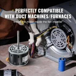 1/3 HP Furnace Blower Motor 5.2 In. Shaft Length 110/120-Volt 1075 RPM 4 Speeds CW/CCW Rotation With 11 In. Hold Hoop -Patio Furniture Shop vevor blower motors msfgjdjg13hp48kzgv7 fa 1000